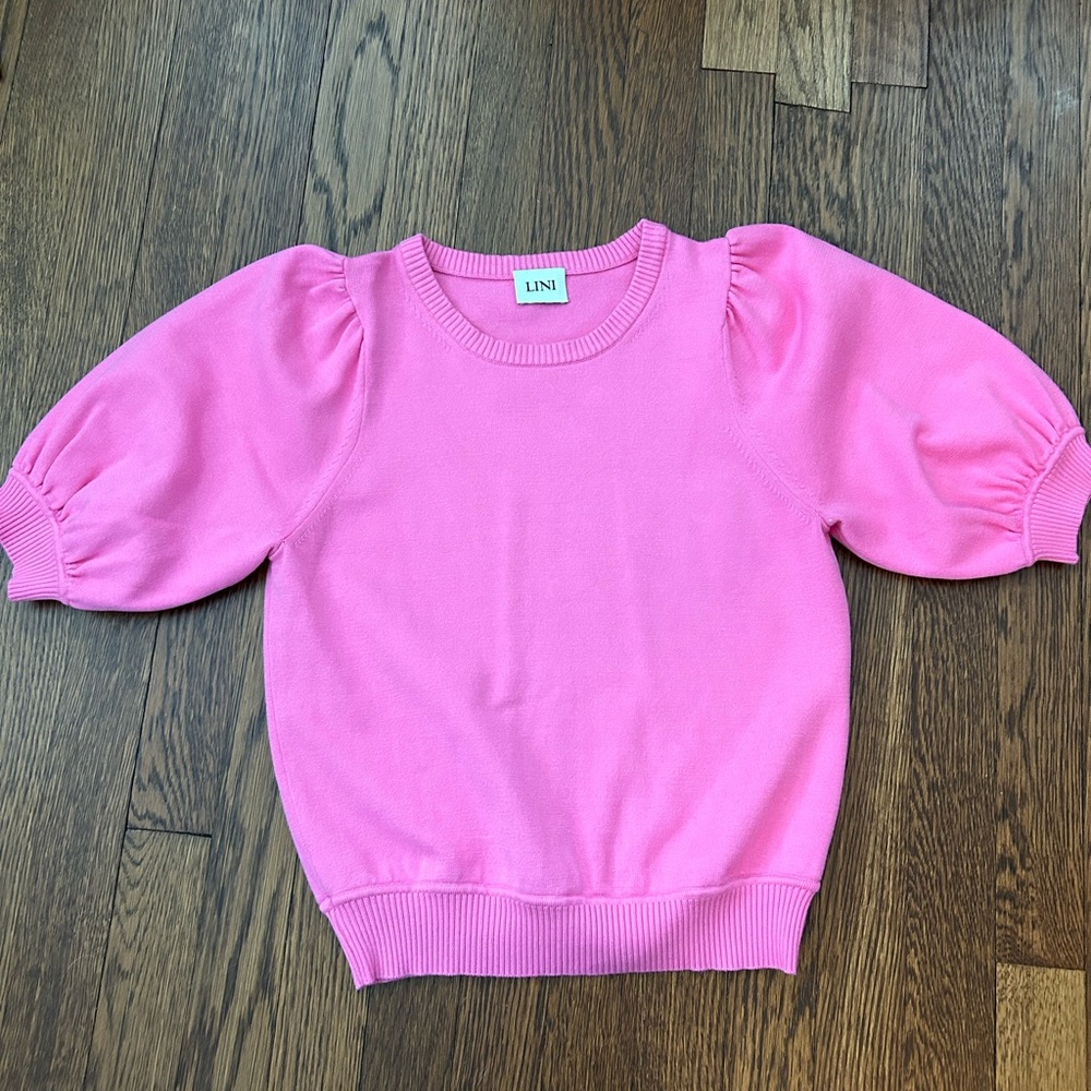 LINI pink puff sleeve sweater